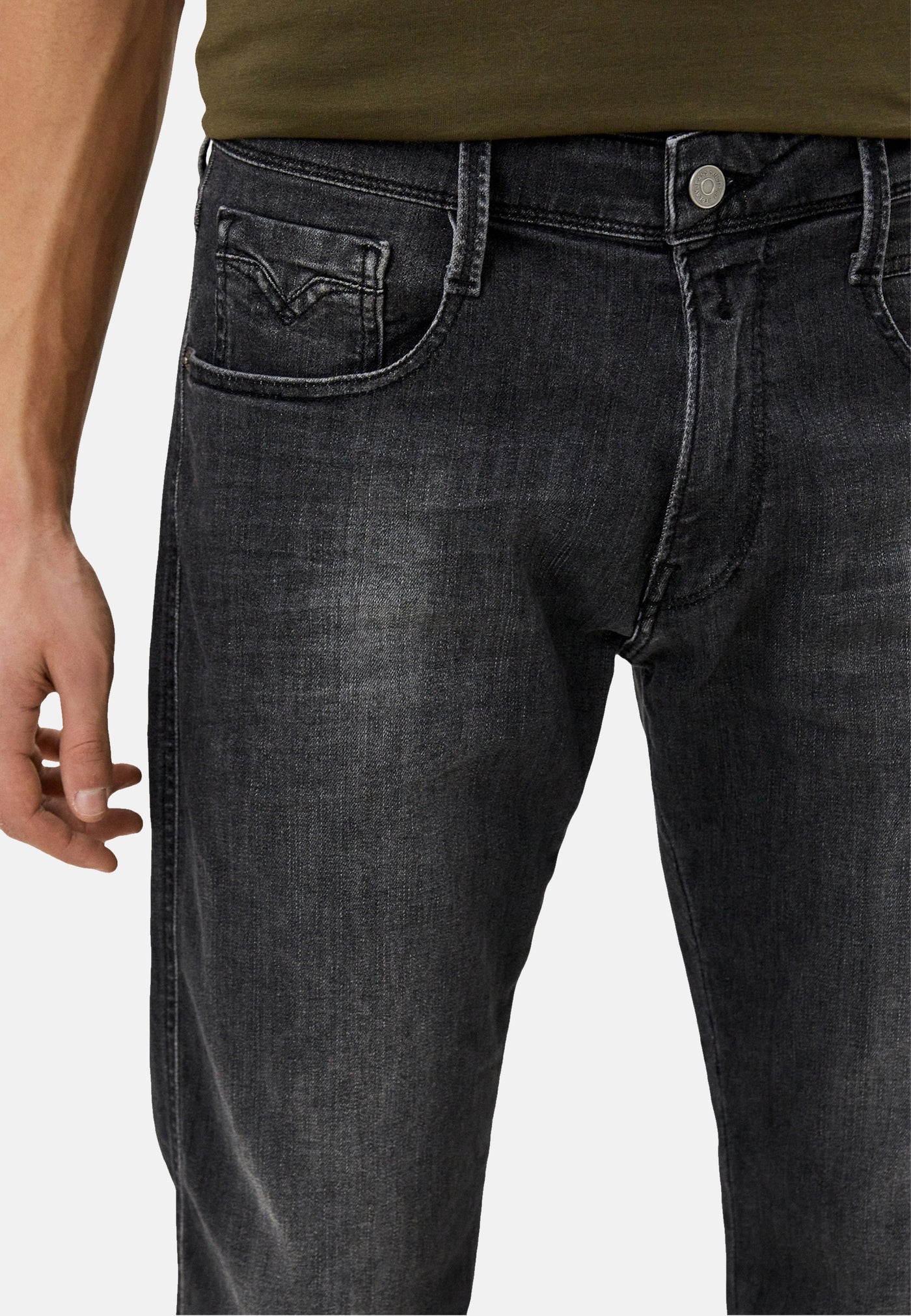 Replay Classic Slim Fit Jeans Anbass mit Stretch-Anteil und Label-Patch