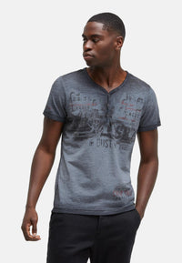 Camp David Riding The World I Henley-Kurzarmshirt