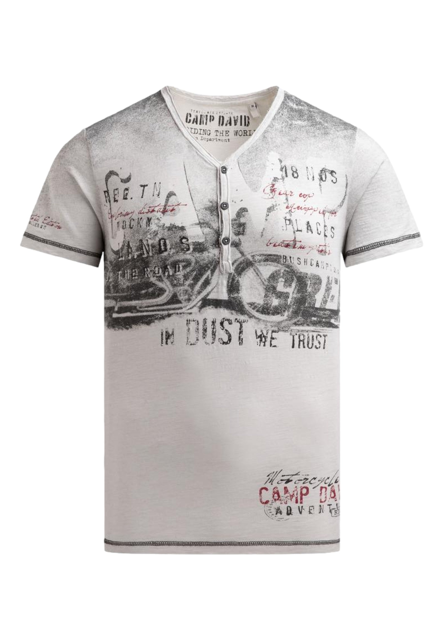Camp David Riding The World I Henley-Kurzarmshirt