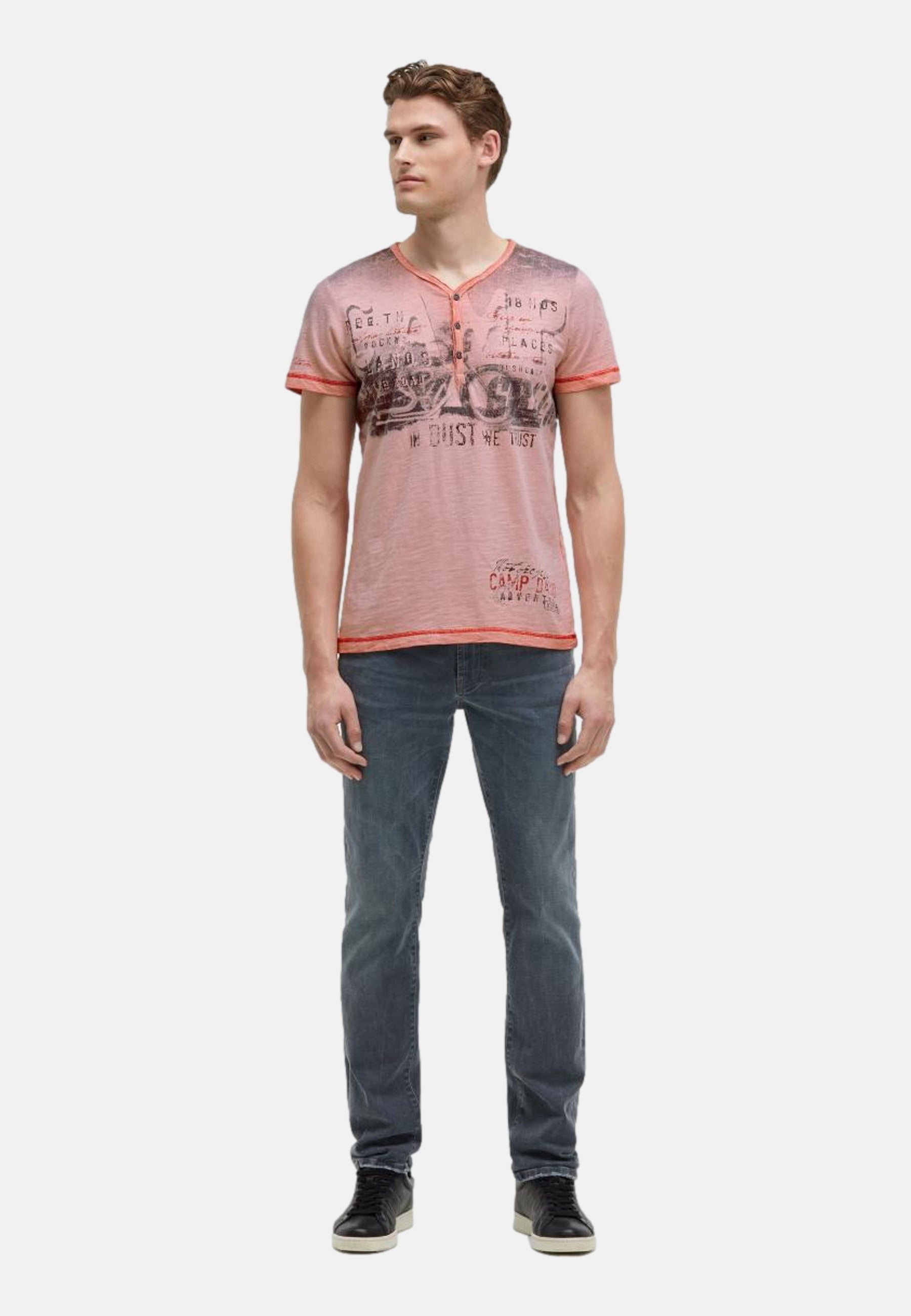 Camp David Riding The World I Henley-Kurzarmshirt