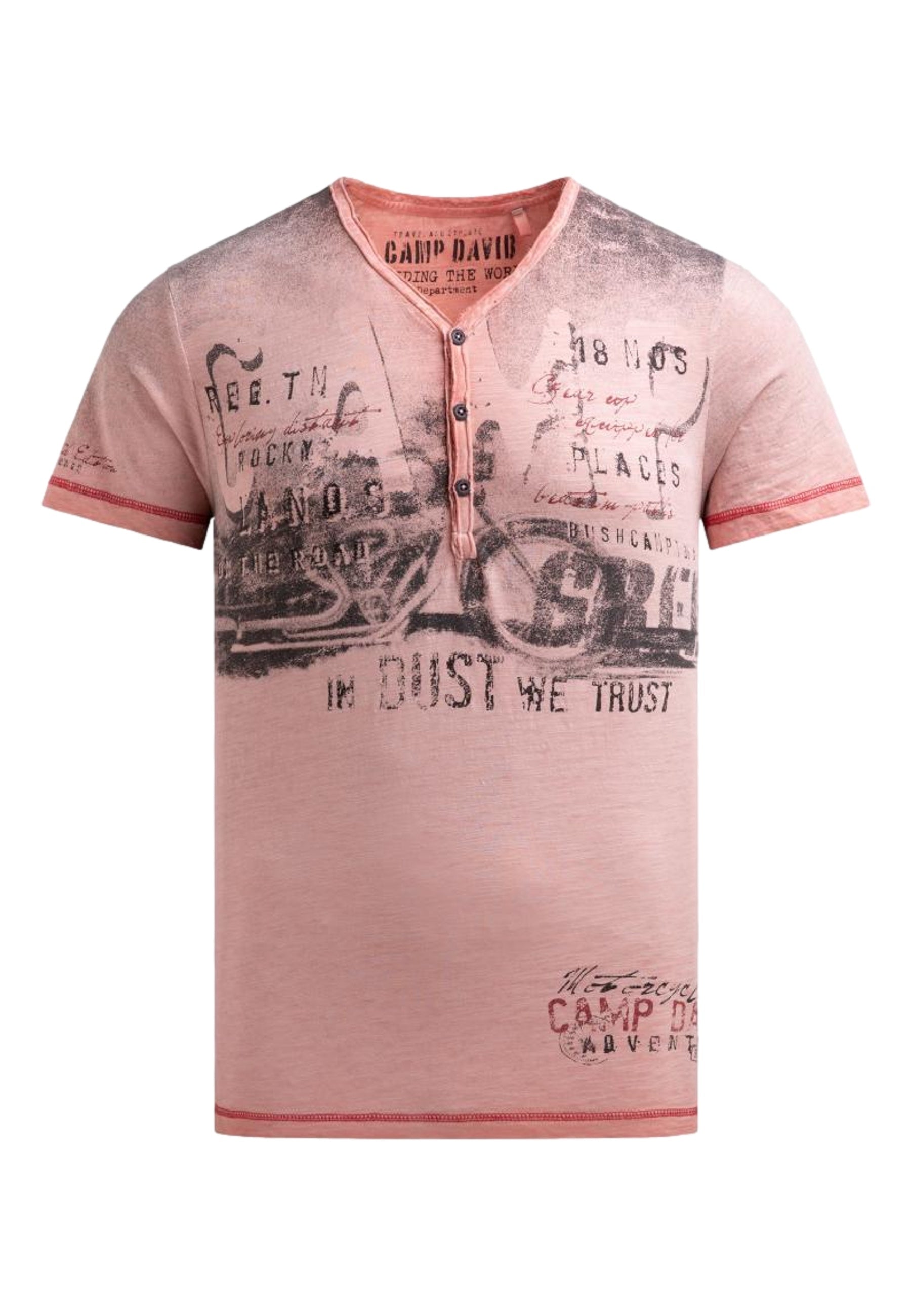 Camp David Riding The World I Henley-Kurzarmshirt