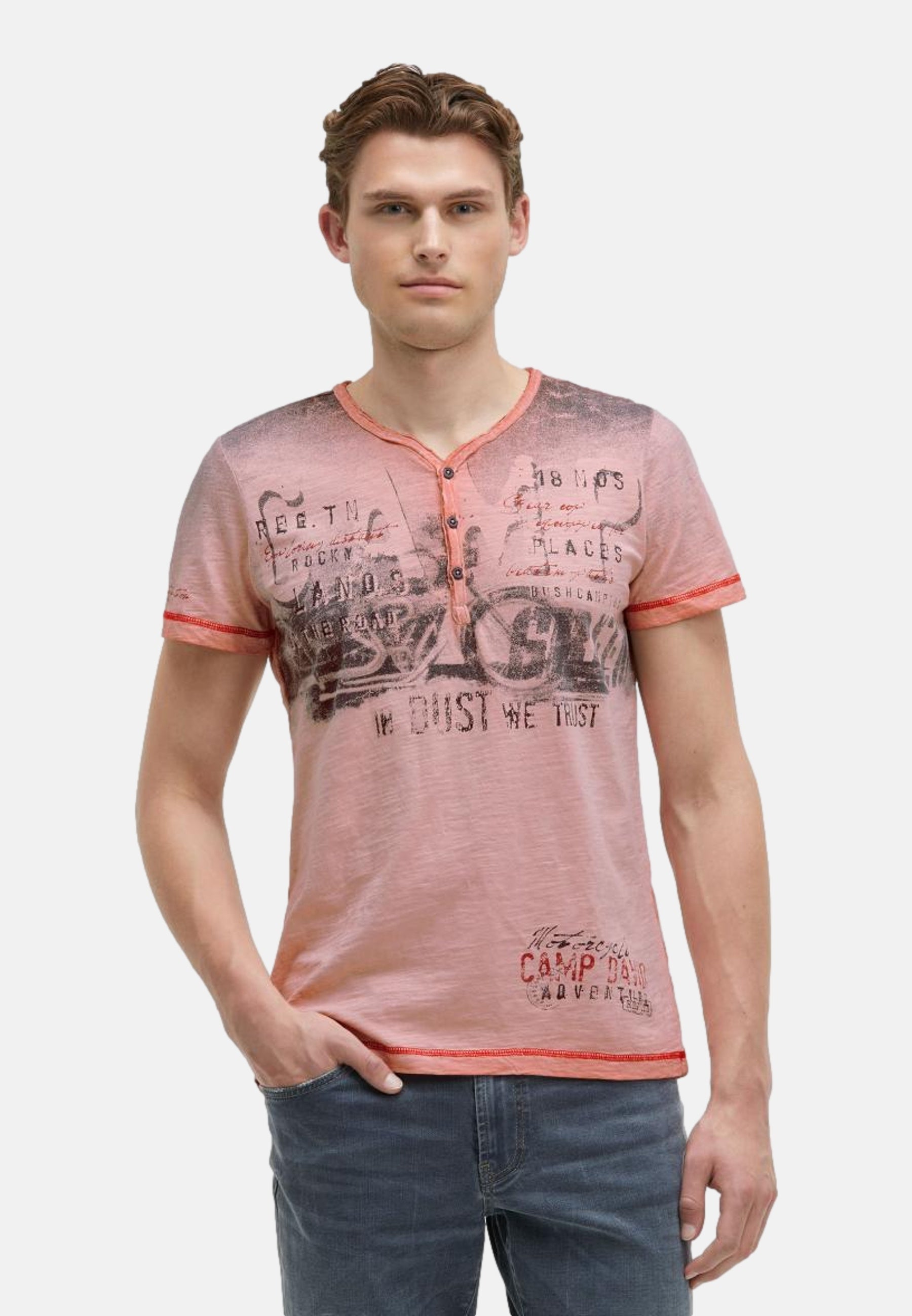 Camp David Riding The World I Henley-Kurzarmshirt