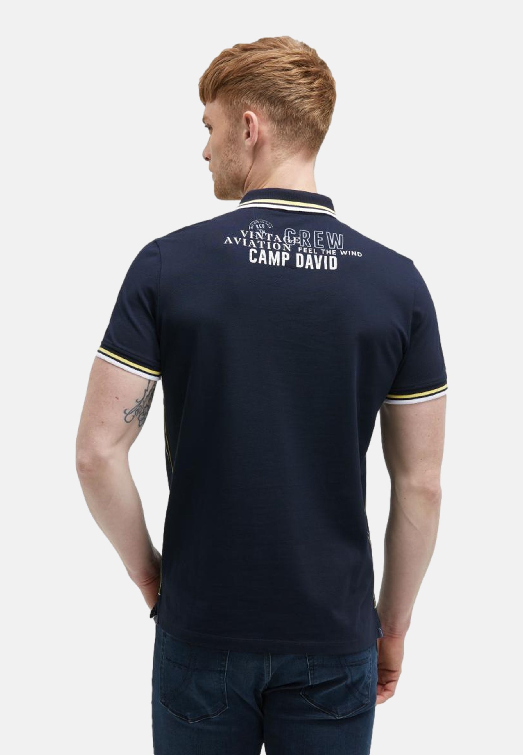 Camp David Airplane Tour I Kurzarmshirt mit Polokragen