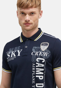 Camp David Airplane Tour I Kurzarmshirt mit Polokragen