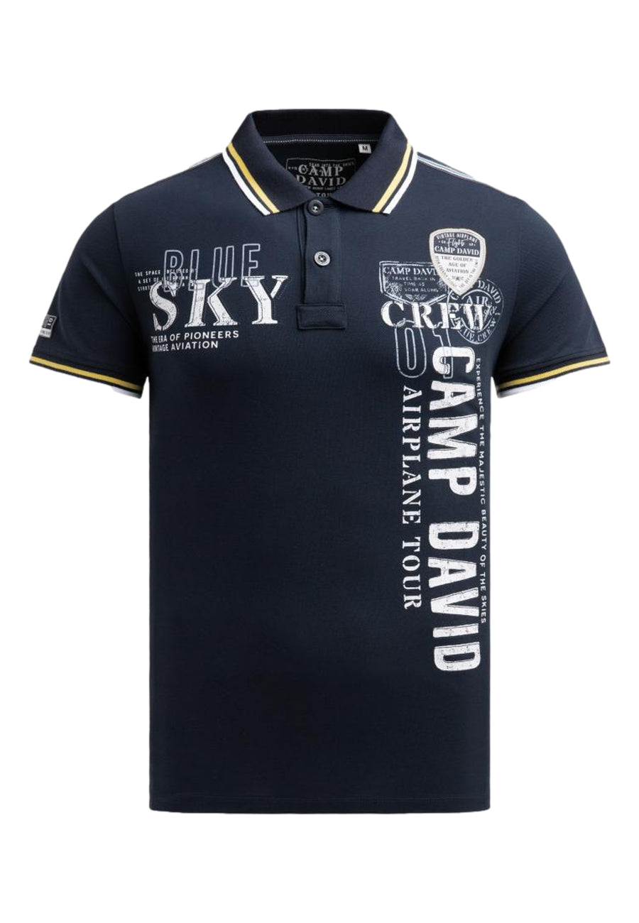 Camp David Airplane Tour I Kurzarmshirt mit Polokragen