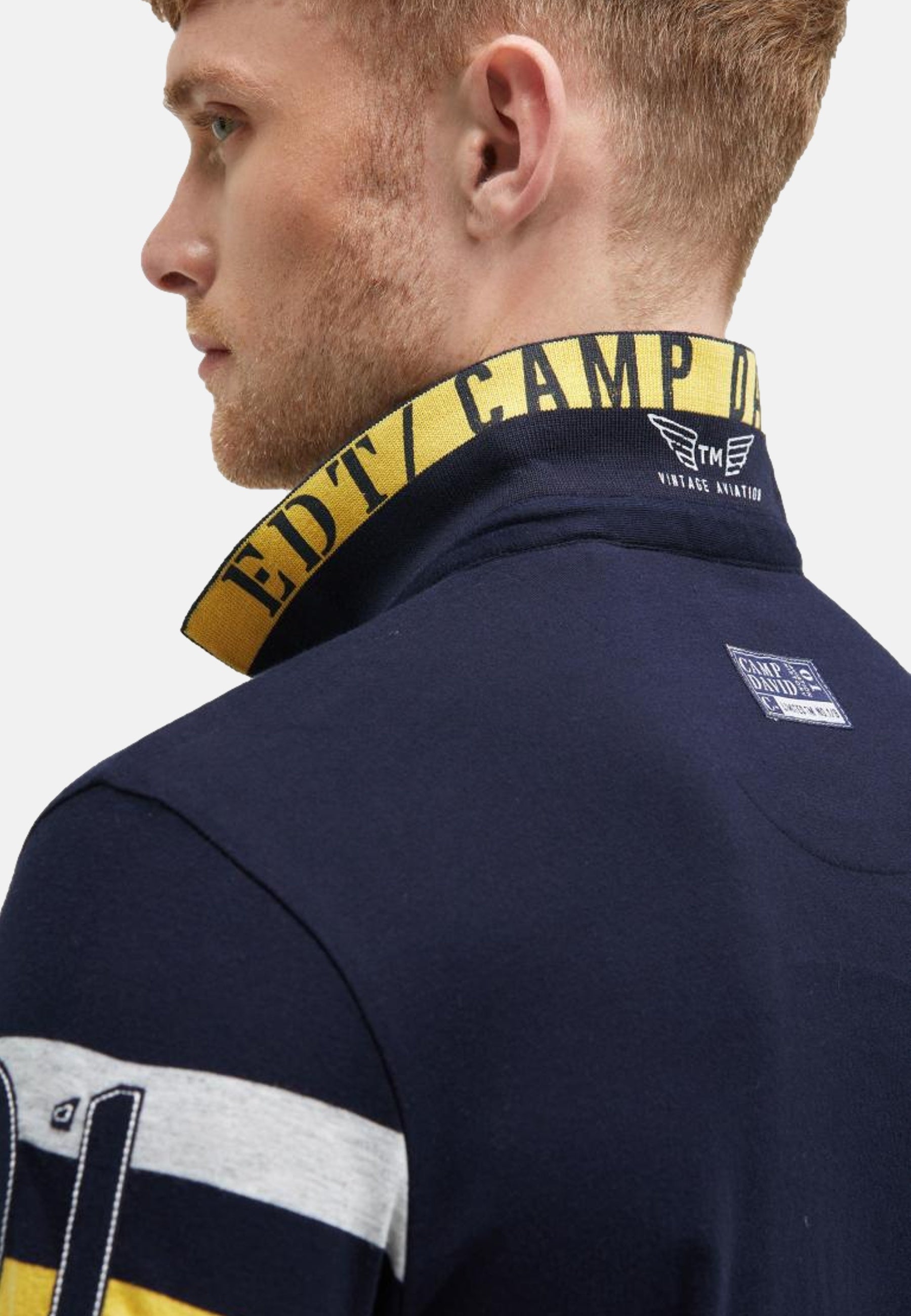 Camp David Airplane Tour I Kurzarmshirt mit Polokragen