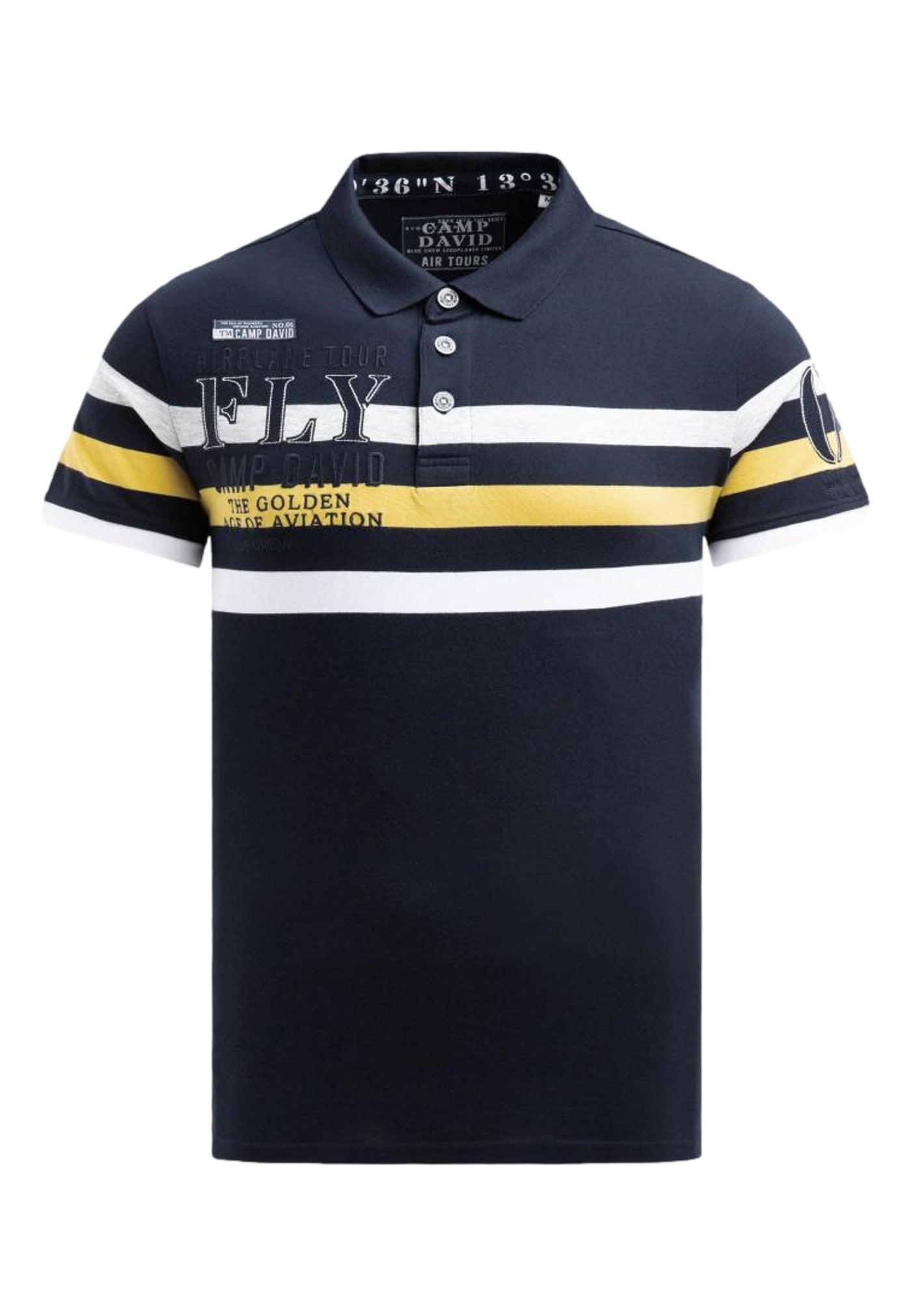 Camp David Airplane Tour I Kurzarmshirt mit Polokragen