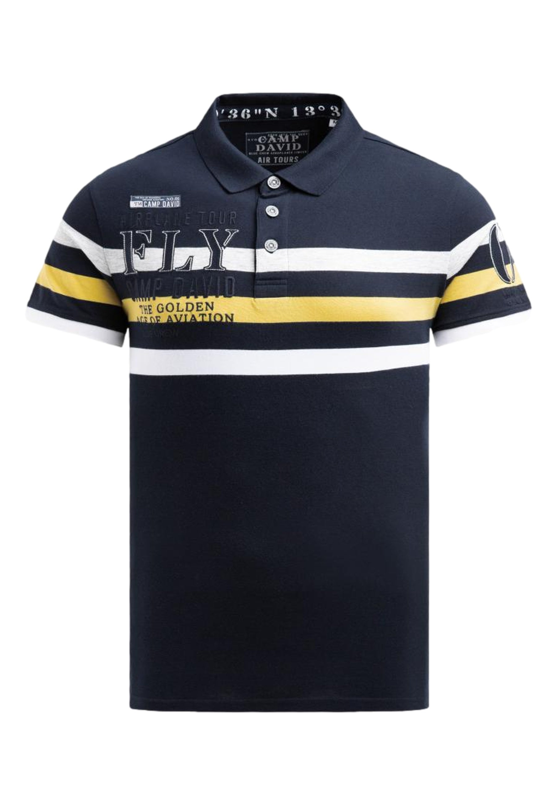 Camp David Airplane Tour I Kurzarmshirt mit Polokragen