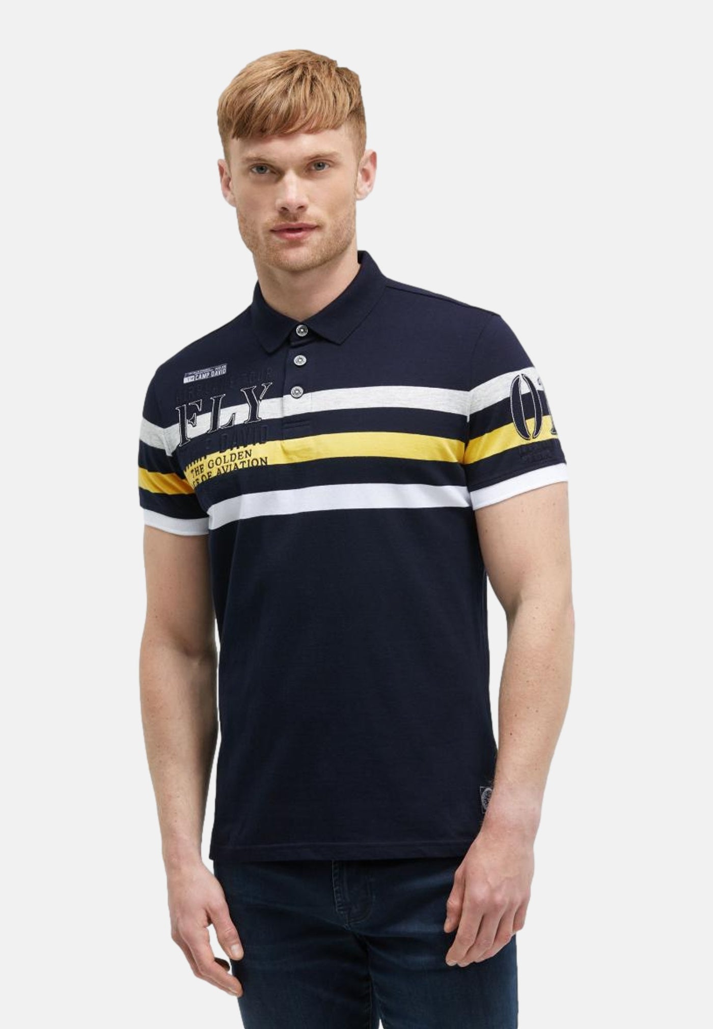 Camp David Airplane Tour I Kurzarmshirt mit Polokragen