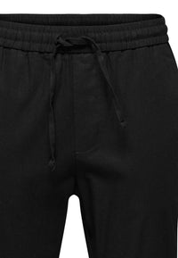 Only & Sons Unifarbene Stoffhose Linus mit elastischem Bund und seitlichen Eingrifftaschen in Regular Fit
