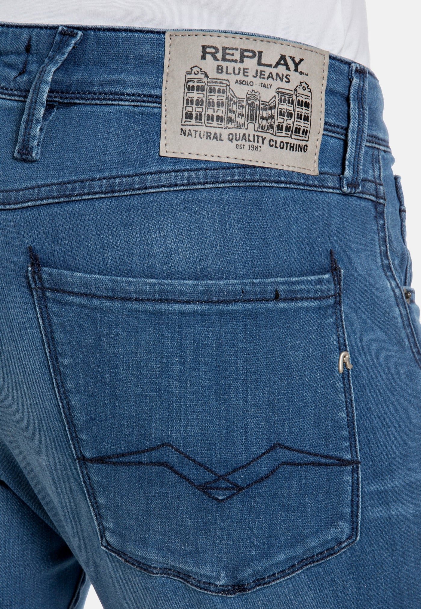 Replay Classic Slim Fit Jeans Anbass mit Label-Patch