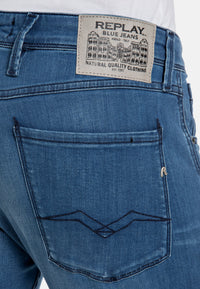 Replay Classic Slim Fit Jeans Anbass mit Label-Patch