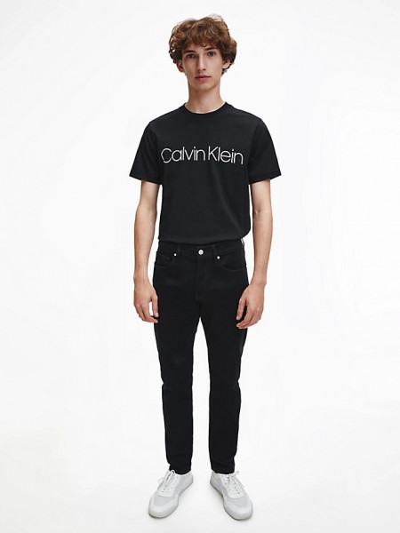 Calvin Klein Rundhals Logo-Shirt mit großem Brustdruck schwarz