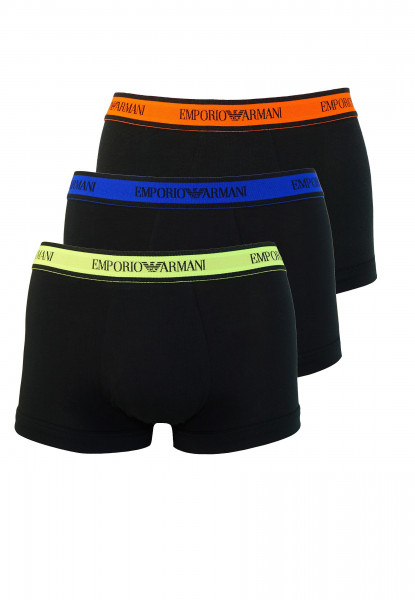 Emporio Armani 3 Pack eng anliegende Boxershorts mit fettgedrucktem Monogramm-Logobund schwarz