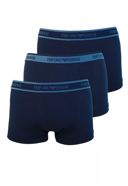 Emporio Armani 3 Pack eng anliegende Boxershorts mit fettgedrucktem Monogramm-Logobund dunkelblau