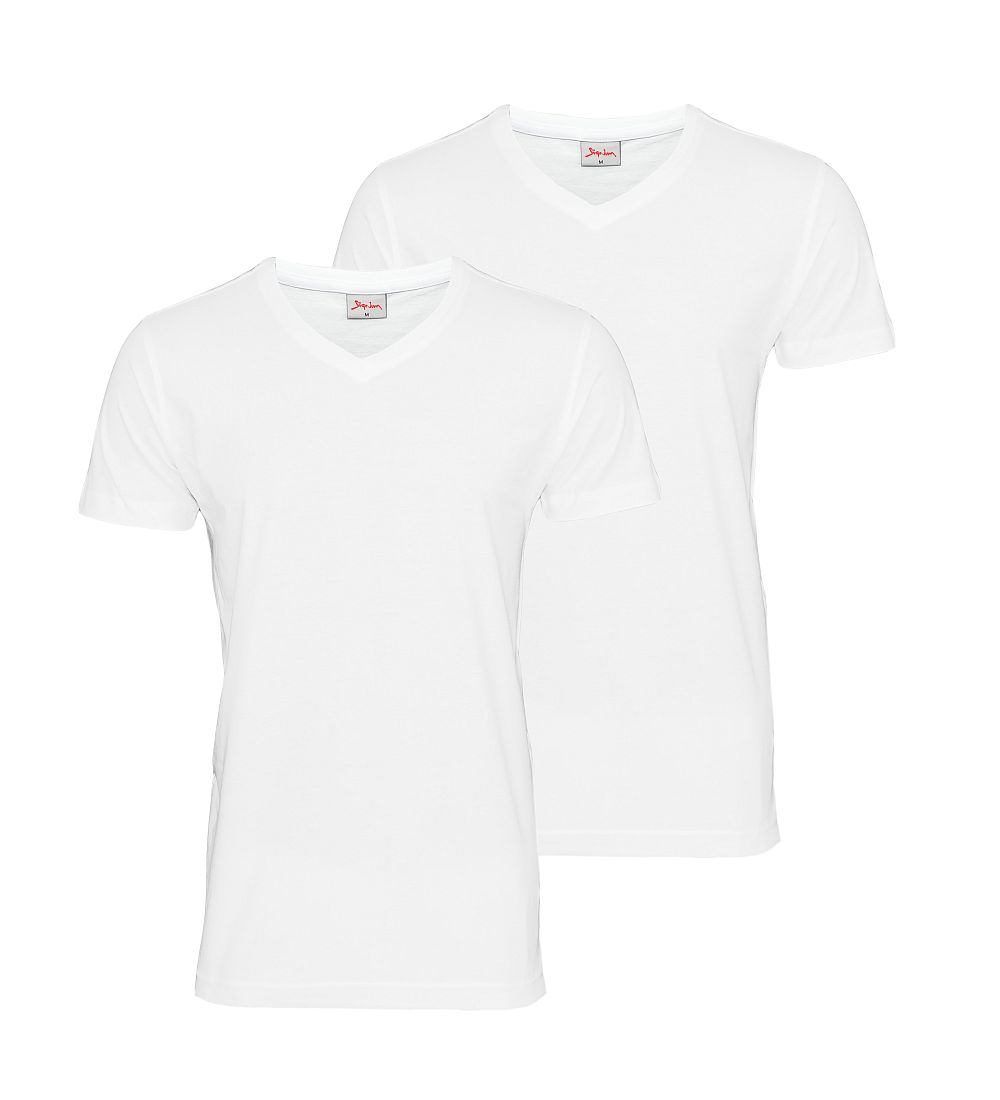 SIGNUM 2er Pack T-Shirts Shirts 999900911 V-Ausschnitt optical white weiss WF17-SIT1gp