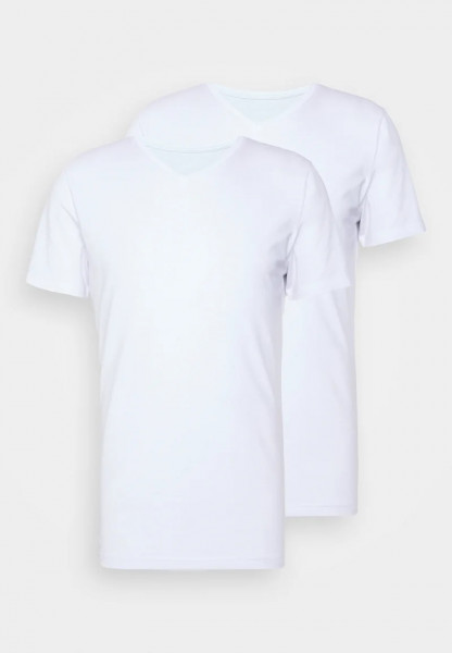 JOOP! Shirt mit Logo V-Neck einfarbig Doppelpack weiss
