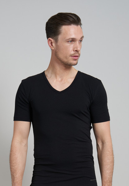 Baldessarini Herrenshirt mit V-Ausschnitt 2 Pack Multipacks schwarz