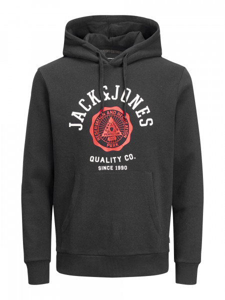 Jack&Jones Sweater Pullover Logo Hoody mit Kapuze schwarz