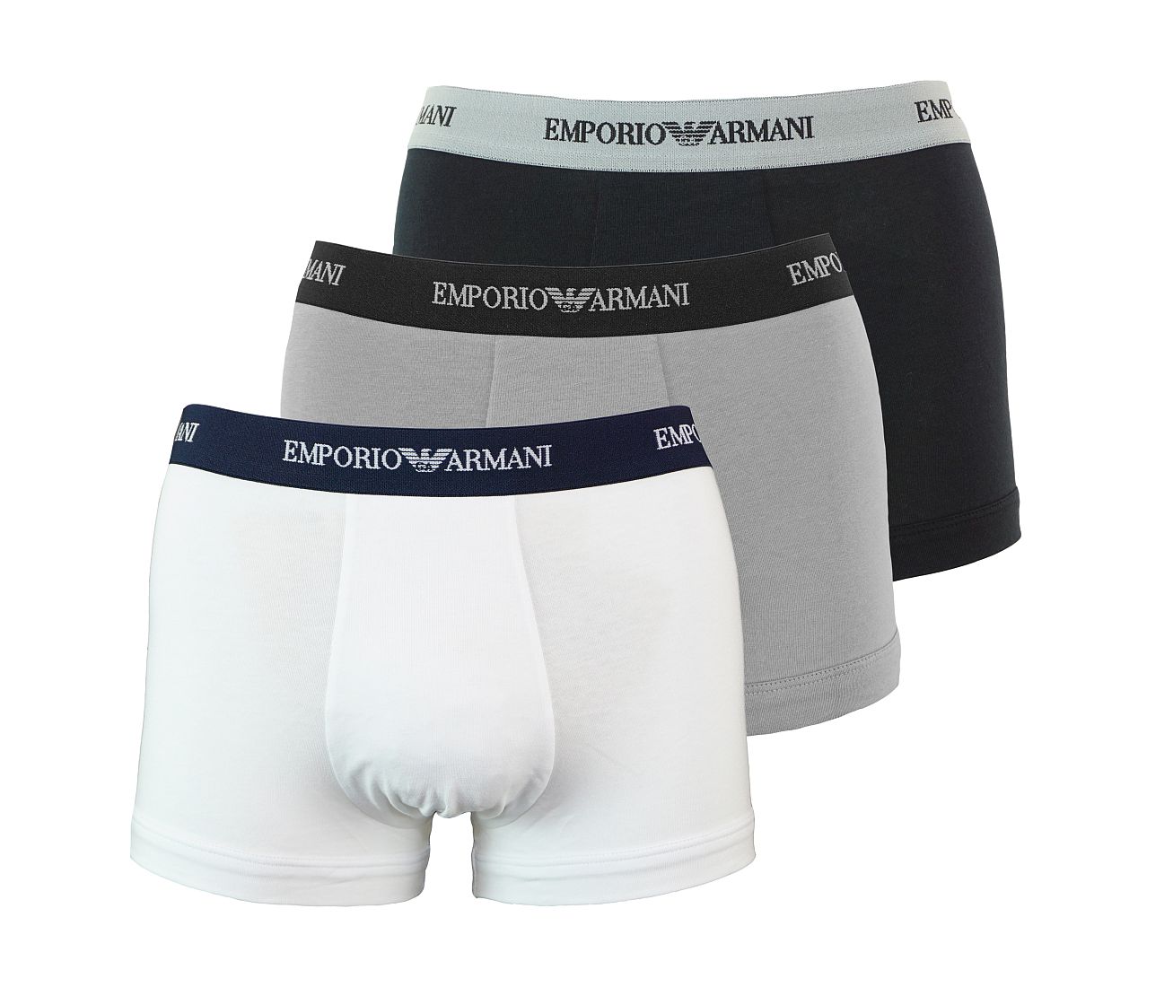 Emporio Armani 3er Pack Underwear Trunk Shorts Unterhose schwarz weiss grau 111357 CC717 02910