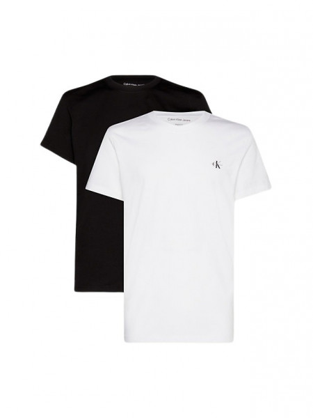 Calvin Klein 2 Pack Shirts aus Bio-Baumwolle mit Rundhalsausschnitt schwarz, weiss
