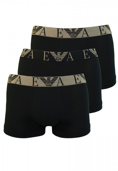 Emporio Armani Boxershorts aus Baumwollstretch mit elastischem Logobund im 3 Pack schwarz