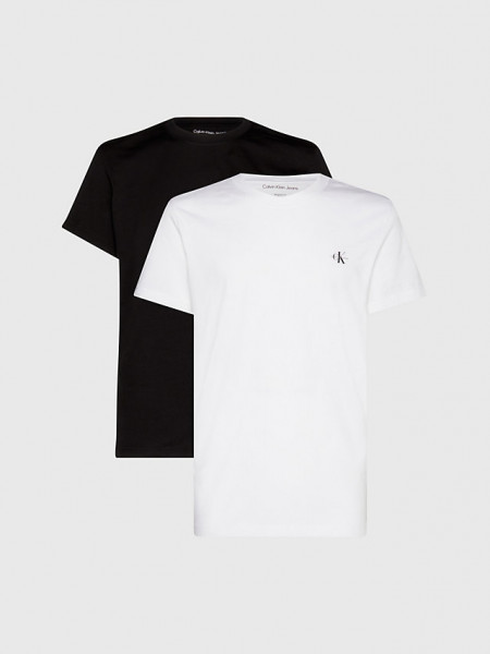 Calvin Klein 2 Pack Shirts aus Bio-Baumwolle mit Rundhalsausschnitt schwarz, weiss