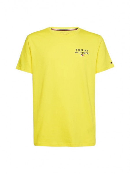 Tommy Hilfiger T-Shirt mit aufgesticktem Logo und Rundhals gelb