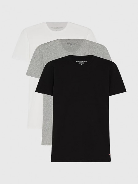 Tommy Hilfiger Premium Essential Stretch-T-Shirts Rundhals schwarz, weiss, grau