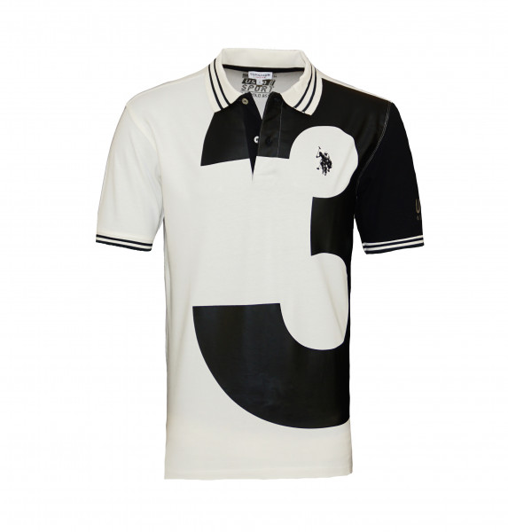 U.S. Polo Assn. Poloshirt No.3 Polohemd 2-Knopf-Leiste weiss / schwarz