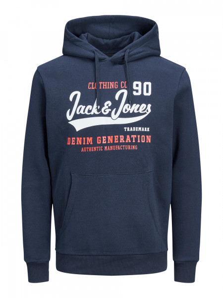 Jack&Jones Sweater Pullover Logo Hoody mit Kapuze dunkelblau