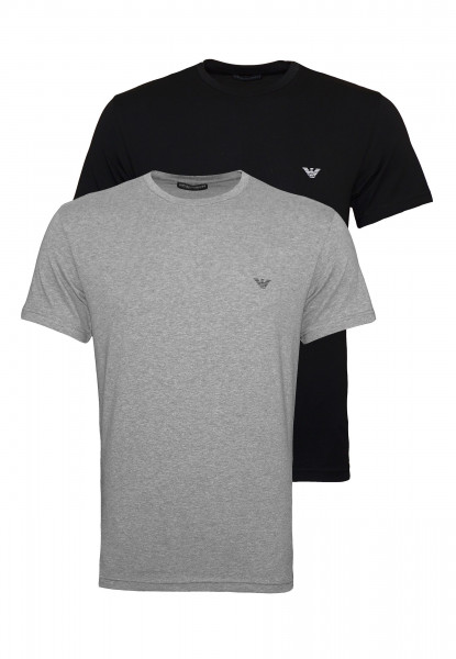 Emporio Armani Einfarbige T-Shirts im 2 Pack mit Logoprint in Regular Fit schwarz / grau
