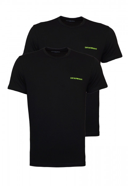 Emporio Armani Kurzarmshirt mit Rundhals und Logo-Print im 2 Pack schwarz