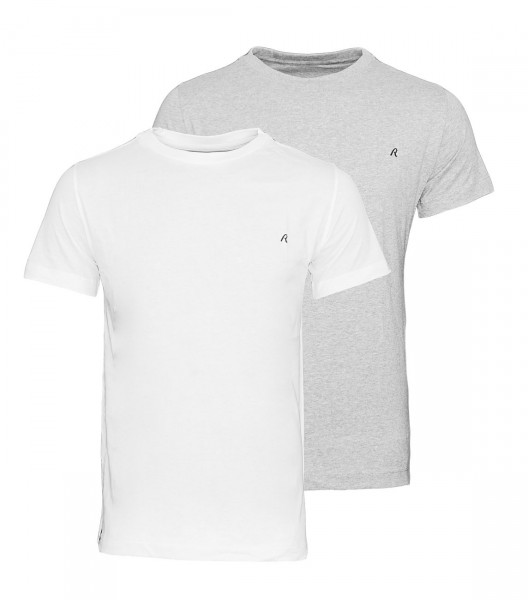 Replay 2er Pack T-Shirts Regular Fit M3588 22602 050 GREY MELANGE-WHITE WJ19-RPS1