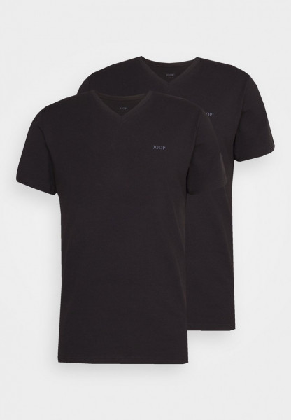 JOOP! Shirt mit Logo V-Ausschnitt einfarbig Doppelpack schwarz