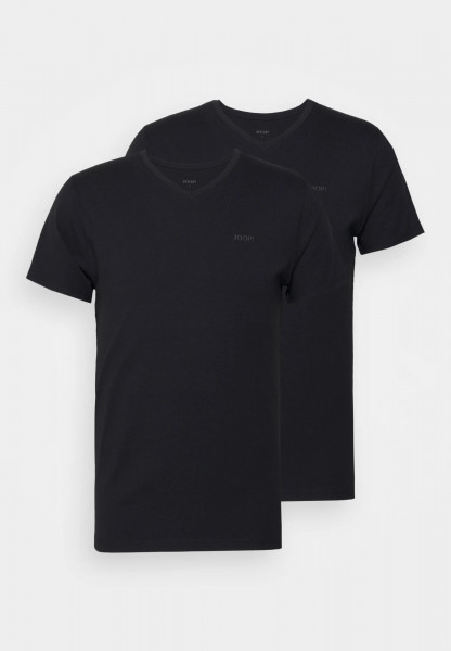 JOOP! Shirt mit Logo V-Neck einfarbig Doppelpack schwarz