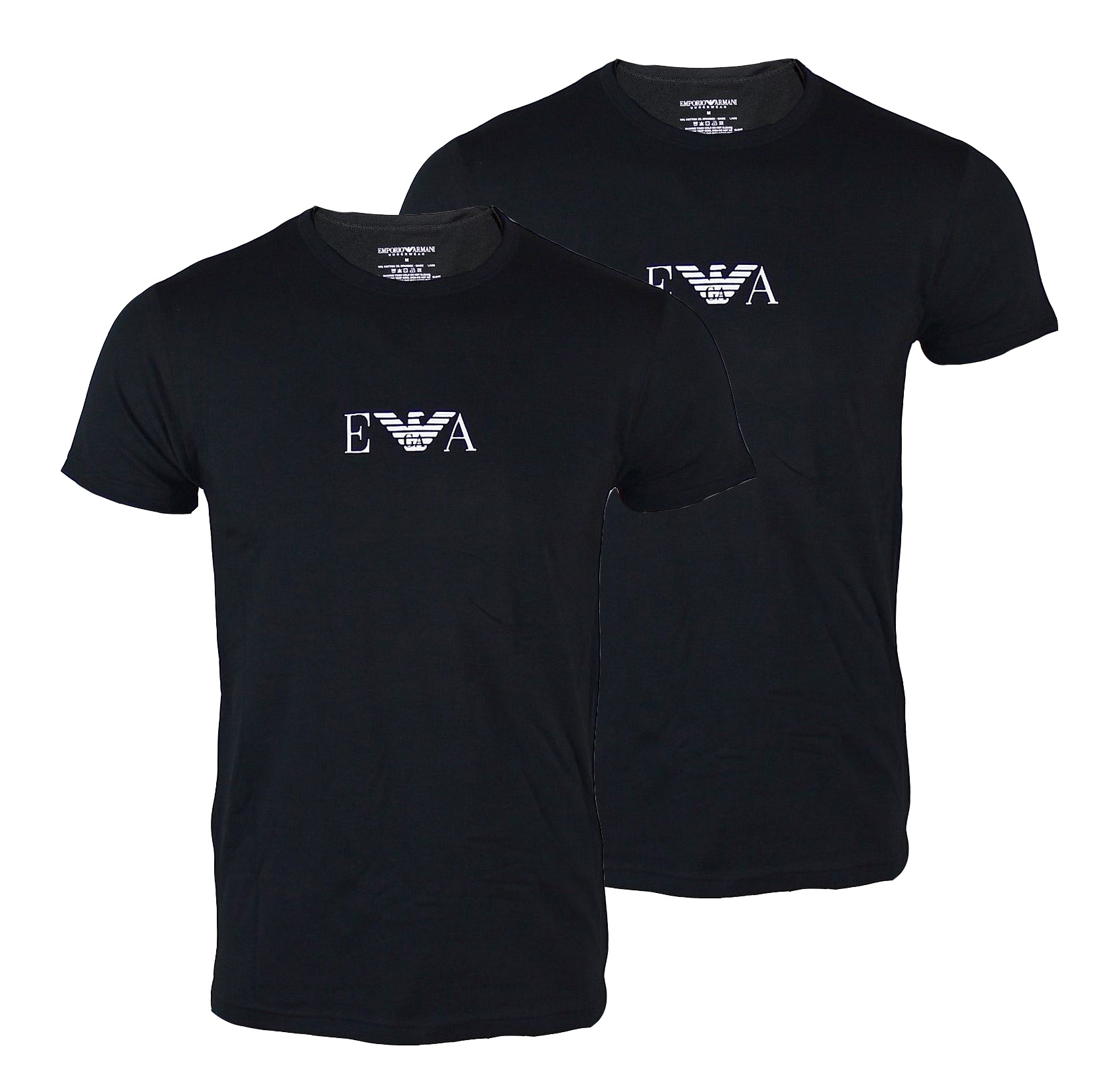 EMPORIO ARMANI 2er Pack Shirt T-Shirt Mod. CC715 111267 07320 Rundhals schwarz