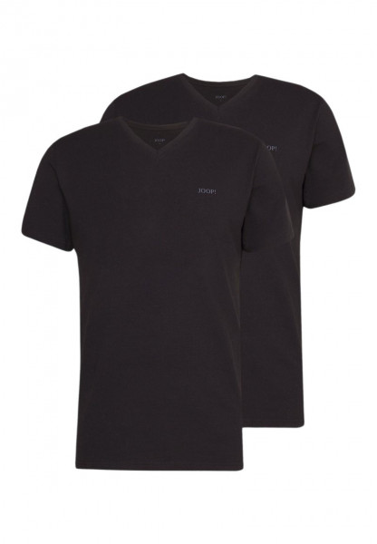 JOOP! Shirt mit Logo V-Neck einfarbig Doppelpack schwarz