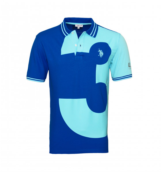 U.S. Polo Assn. Poloshirt No.3 Polohemd 2-Knopf-Leiste blau / hellblau