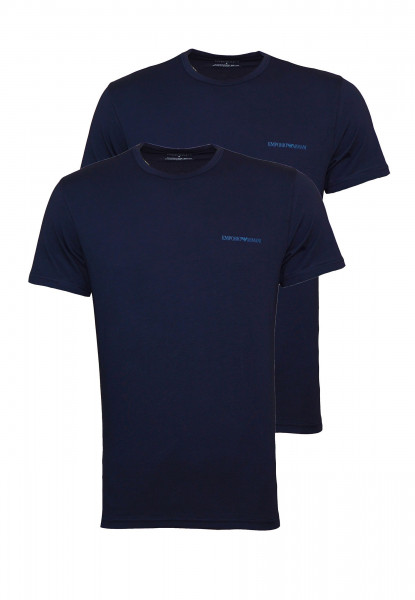 Emporio Armani Kurzarmshirt mit Rundhals und Logo-Print im 2 Pack dunkelblau