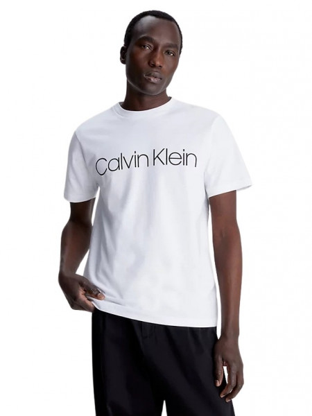 Calvin Klein Rundhals Logo-Shirt mit großem Brustdruck weiss