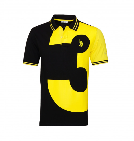 U.S. Polo Assn. Poloshirt No.3 Polohemd 2-Knopf-Leiste schwarz / gelb