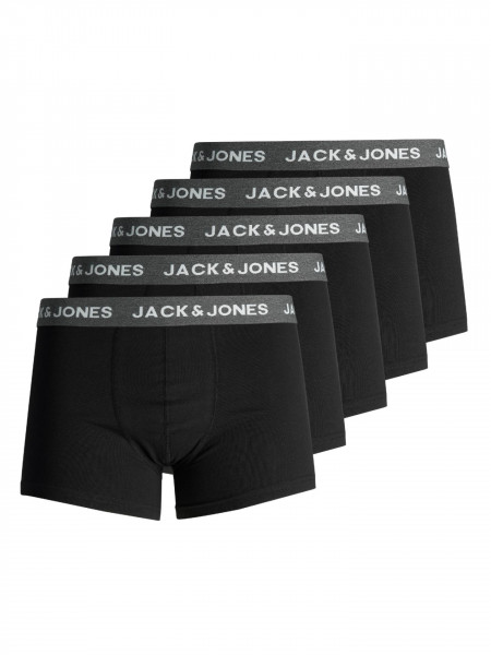 Jack&Jones Trunks 5 Pack Unterhosen Shorts JACHUEY schwarz, grauer Gummibund