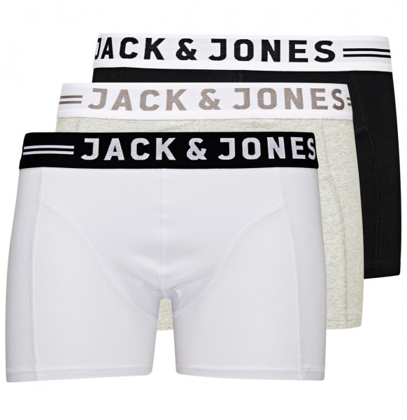 Jack&Jones 3er Pack Trunks Unterwäsche JJ SENSE weiss, grau, schwarz