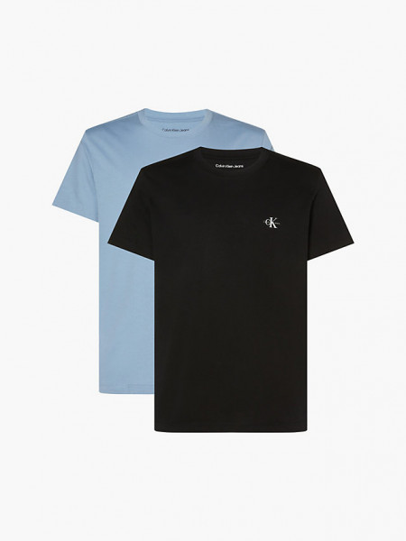 Calvin Klein 2 Pack Shirts aus Bio-Baumwolle mit Rundhalsausschnitt schwarz, hellblau