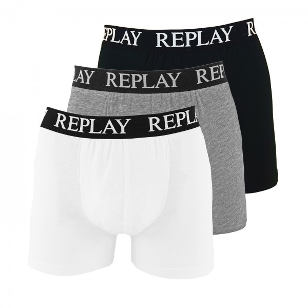 Replay 3er Pack Boxershorts I101102-001 N174 weiß, grau, schwarz SS19-RPB1