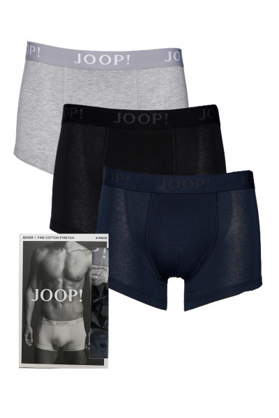 JOOP! Boxershorts 3er Pack klassische Unterwäsche dunkelblau, schwarz, grau