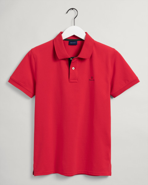 Gant Piqué Rugger Poloshirt mit kontrastfarbener Polo-Knopfleiste rot
