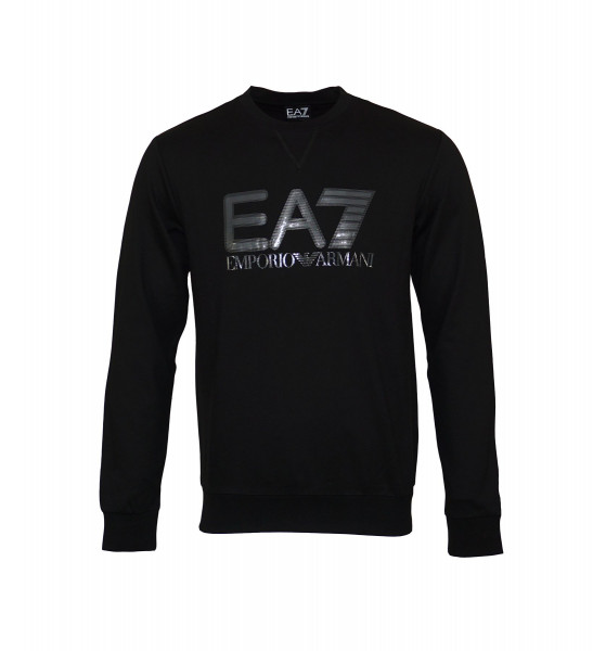 EA7 Emporio Armani Pullover mit Rundhals und Logo-Print schwarz