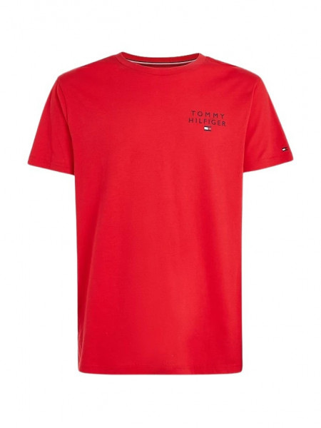 Tommy Hilfiger T-Shirt mit aufgesticktem Logo und Rundhals rot